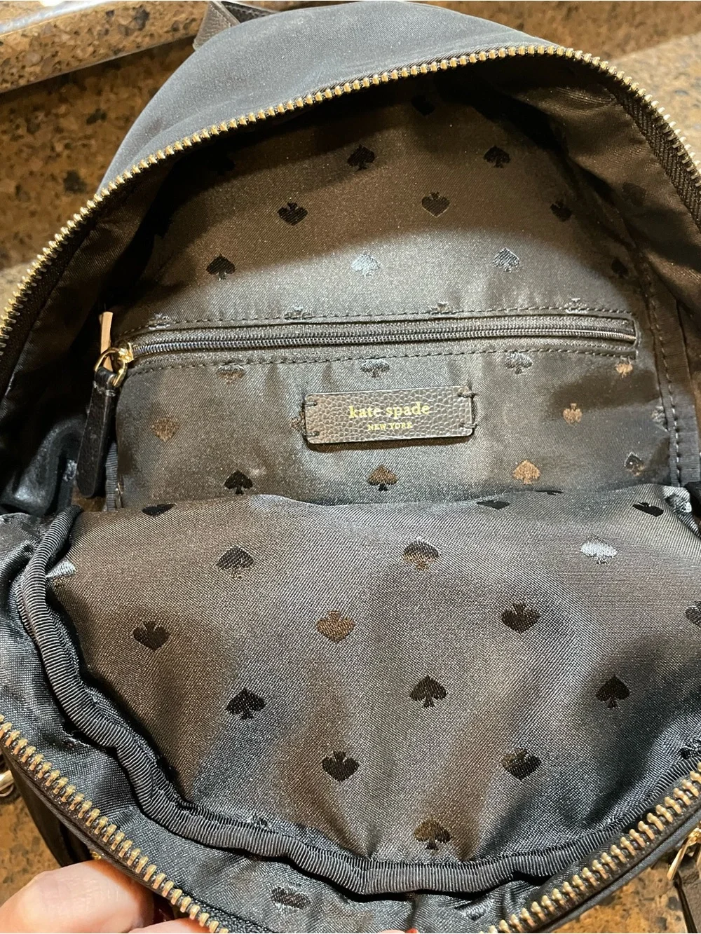 kate spade Retro Modern Black Dawn Medium Backpack Nylon Lightweight Coquette